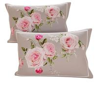 PETTI Artigiani Italiani - Fundas de almohada para cama, par de fundas de almohada de 50 x 80 cm, funda de cojín, fundas de almohada de microfibra hipoalergénica, fabricadas en Italia, fundas florales de 20 barros