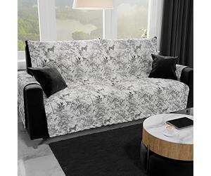 PETTI ARTIGIANI ITALIANI - Fundas Sofa, Funda Sofa 1 Plaza, Funda de Sofa Reversible, Cubre Sofas, Funda de Sofa y Funda de Sillon, 100% Made in Italy, Flores Grises