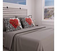 PETTI Artigiani Italiani - Juego Completo de Cama, sábanas de Matrimonio, sábanas con corazón pétalos de Rosa, Juego de Cama de Matrimonio, Estampado Solo en Fundas de Almohada, 100% Made in Italy