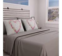 PETTI Artigiani Italiani - Juego Completo de Cama, sábanas matrimoniales, sábanas con corazón de Flores, Juego de Cama de Matrimonio, impresión Solo sobre Fundas de Almohada, 100% Fabricado en Italia