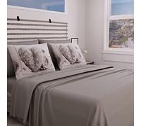 PETTI Artigiani Italiani - Juego Completo de Cama, sábanas matrimoniales, sábanas con corazón Plateado, Juego de Cama de Matrimonio, Estampado Solo sobre Fundas de Almohada, 100% Fabricado en Italia