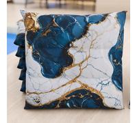 PETTI Artigiani Italiani - Juego de 6 cojines para sillas de cocina, efecto mármol azul, 40 x 40 cm, fundas cuadradas para comedor de microfibra con impresión digital y lazos, 100% fabricado en Italia