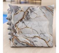 PETTI Artigiani Italiani - Juego de 6 Cojines para sillas de Cocina, Efecto mármol Gris Claro, 40 x 40 cm, Fundas cuadradas para Comedor de Microfibra con impresión Digital y Lazos, 100% Fabricado en