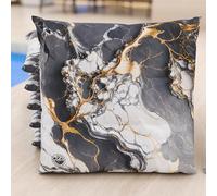 PETTI Artigiani Italiani - Juego de 6 cojines para sillas de cocina, efecto mármol gris oscuro, 40 x 40 cm, fundas cuadradas para comedor de microfibra con impresión digital y lazos, 100% fabricado en