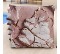 PETTI Artigiani Italiani - Juego de 6 Cojines para sillas de Cocina, Efecto mármol Malva, 40 x 40 cm, Fundas cuadradas para Comedor de Microfibra con impresión Digital y Lazos, 100% Fabricado en