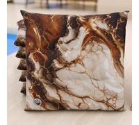 PETTI Artigiani Italiani - Juego de 6 Cojines para sillas de Cocina, Efecto mármol marrón, 40 x 40 cm, Fundas cuadradas para Comedor de Microfibra con impresión Digital y Lazos, 100% Fabricado en