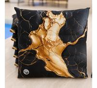 PETTI Artigiani Italiani - Juego de 6 Cojines para sillas de Cocina, Efecto mármol Negro, 40 x 40 cm, Fundas cuadradas para Comedor de Microfibra con impresión Digital y Lazos, 100% Fabricado en