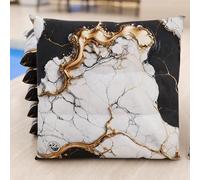 PETTI Artigiani Italiani - Juego de 6 cojines para sillas de cocina, efecto mármol negro y blanco, 40 x 40 cm, fundas cuadradas para comedor de microfibra con impresión digital y lazos, 100% fabricado