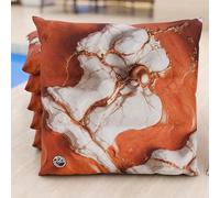 PETTI Artigiani Italiani - Juego de 6 Cojines para sillas de Cocina, Efecto mármol Terracota, 40 x 40 cm, Fundas cuadradas para Comedor de Microfibra con impresión Digital y Lazos, 100% Fabricado en