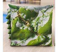 PETTI Artigiani Italiani - Juego de 6 Cojines para sillas de Cocina, Efecto mármol Verde, 40 x 40 cm, Fundas cuadradas para Comedor de Microfibra con impresión Digital y Lazos, 100% Fabricado en
