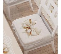 PETTI ARTIGIANI ITALIANI - Juego de 6 Cojines para Sillas de Comedor con Elástico, Fundas Silla Comedor y Cocina, Microfibra, 40x40 cm, Diseño Lazo Beige, Hecho con Amor y Pasión en Italia