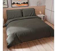 Petti Artigiani Italiani - Juego de Funda nórdica de Matrimonio de 220 x 200 cm (2 Fundas de Almohada de 80 x 80 cm Incluidas), Funda nórdica Suave de Microfibra Color Gris Oscuro Liso