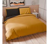 Petti Artigiani Italiani - Juego de Funda nórdica de Matrimonio de 230 x 220 cm (2 Fundas de Almohada de 75 x 50 cm Incluidas), Funda nórdica Suave de Microfibra Color Amarillo Ocre - Negro