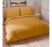 Petti Artigiani Italiani - Juego de Funda nórdica de Matrimonio de 230 x 220 cm (2 Fundas de Almohada de 75 x 50 cm Incluidas), Funda nórdica Suave de Microfibra Color Amarillo Ocre Liso
