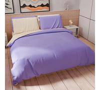 PETTI Artigiani Italiani - Juego de Funda nórdica de una Plaza y Media 200 x 200 cm (2 Fundas de Almohada de 75 x 50 cm Incluidas), Juego de Funda nórdica Suave Microfibra Color Lila - Crema