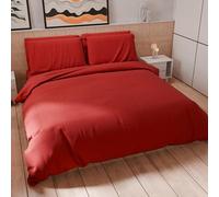 PETTI Artigiani Italiani - Juego de Funda nórdica de una Plaza y Media de 200 x 200 cm (2 Fundas de Almohada de 80 x 80 cm Incluidas), Funda nórdica Suave de Microfibra Color Rojo Liso