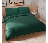 PETTI Artigiani Italiani - Juego de Funda nórdica de una Plaza y Media de 200 x 200 cm (2 Fundas de Almohada de 75 x 50 cm Incluidas), Funda nórdica Suave de Microfibra Color Verde Esmeralda