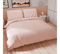 PETTI Artigiani Italiani - Juego de funda nórdica de una plaza y media de 200 x 200 cm (2 fundas de almohada de 75 x 50 cm incluidas), juego de funda nórdica suave de microfibra color liso polvo claro
