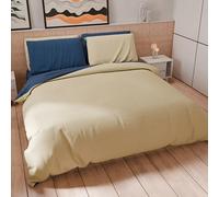 Petti Artigiani Italiani - Juego de Funda nórdica para Cama de Matrimonio de 240 x 220 cm (2 Fundas de Almohada de 50 x 80 cm Incluidas), Funda nórdica Suave de Microfibra Color Azul Noche - Gris