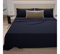 PETTI ARTIGIANI ITALIANI - Juego de Sábana, Juego de Sábanas 100% Algodón, 3 Piezas 1pz Sábana Bajera Ajustable 1pz Funda de Almohada 1pz Sábana Encimera, 100% Made in Italy, Azul Marino