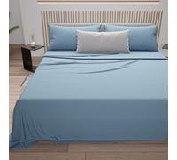 PETTI ARTIGIANI ITALIANI - Juego de Sábana, Juego de Sábanas 100% Algodón, 3 Piezas 1pz Sábana Bajera Ajustable 1pz Funda de Almohada 1pz Sábana Encimera, 100% Made in Italy, Azul Claro