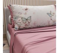 PETTI ARTIGIANI ITALIANI - Juego de Sabanas de Algodon para Cama de Una Plaza y Media Francesa con Fundas de Almohada y Sábana Bajera 140x200, Diseño Floral 10 Polvo Oscuro, 100% Fabricado en Italia