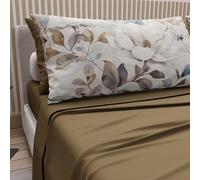 PETTI ARTIGIANI ITALIANI - Juego de Sabanas de Algodon para Cama Doble con Fundas de Almohada y Sábana Bajera 160x200, Diseño Floral 16 Barro, 100% Fabricado en Italia