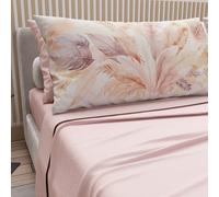 PETTI ARTIGIANI ITALIANI - Juego de Sábanas de Algodón para Cama Individual con Fundas de Almohada y Sábana Bajera 90x200, Diseño Palma Rosa Empolvado Oscuro, 100% Fabricado en Italia