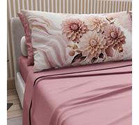 PETTI ARTIGIANI ITALIANI - Juego de Sabanas de Algodon para Cama Individual con Fundas de Almohada y Sábana Bajera 90x200, Diseño Floral Polvo Cebolla, 100% Fabricado en Italia