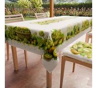PETTI ARTIGIANI ITALIANI - Mantel Antimanchas Cuadrado (140 x 140 cm) Cubremesa de Cocina, Estampado de UVA y Kiwi Verde, para 4 Personas, 100% Fabricado en Italia