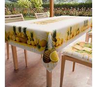 PETTI ARTIGIANI ITALIANI - Mantel Antimanchas Rectangular (140 x 180 cm) Cubremesa de Cocina, Estampado de Limones y Piñas Amarillo, para 6 Personas, 100% Fabricado en Italia