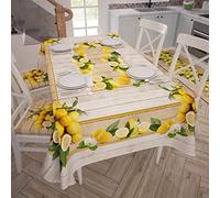 PETTI ARTIGIANI ITALIANI - Mantel Antimanchas Rectangular (140 x 180 cm) Protector de Mesa de Cocina, Diseño Lemon, 6 Plazas, 100% Fabricado en Italia