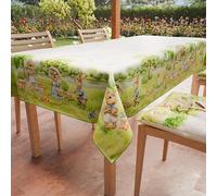 PETTI ARTIGIANI ITALIANI - Mantel Antimanchas Rectangular (140 x 240 cm) Protector de Mesa de Cocina, Diseño de Pascua Pic Nic, 12 Plazas, 100% Fabricado en Italia