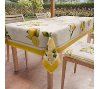 PETTI Artigiani Italiani - Mantel Antimanchas Rectangular, para Mesa de Cocina, diseño de Limones, 12 plazas (140 x 240 cm), 100% Fabricado en Italia
