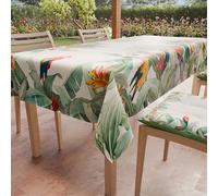 PETTI Artigiani Italiani - Mantel Antimanchas, Rectangular, para Mesa de Cocina, diseño de Loros, 140 x 300 cm, 100% Fabricado en Italia