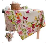 PETTI ARTIGIANI ITALIANI - Mantel Antimanchas Rectangular (140 x 300 cm) Protector de Mesa de Cocina, Diseño Mariposas, 14 Plazas, 100% Fabricado en Italia