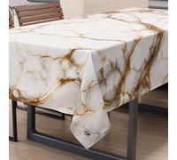 PETTI Artigiani Italiani - Mantel Antimanchas Rectangular, Elegante Efecto mármol Blanco, para 6 plazas (140 x 180 cm), 100% Fabricado en Italia