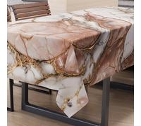 PETTI Artigiani Italiani - Mantel Antimanchas Rectangular, Elegante Efecto mármol Rosa, para 6 plazas (140 x 180 cm), 100% Fabricado en Italia