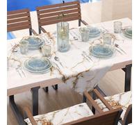 PETTI Artigiani Italiani - Mantel de Centro de Mesa Moderno con Efecto mármol Blanco, Centro de Cocina 90 x 90 cm, 100% Fabricado en Italia