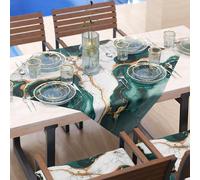 PETTI Artigiani Italiani - Mantel de Centro de Mesa Moderno con Efecto mármol de Color Verde Azulado, Centro de Mesa de Cocina 90 x 90 cm, 100% Fabricado en Italia
