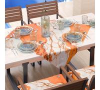 PETTI Artigiani Italiani - Mantel de Centro de Mesa Moderno con Efecto mármol Naranja, Centro de Cocina 90 x 90 cm, 100% Fabricado en Italia