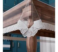 PETTI ARTIGIANI ITALIANI - Mantel de PVC Laminado Transparente Antimanchas, con Ribete de Encaje Sangallo - Protección para mesas de Cocina y Comedor, 4 plazas (140x140 cm) Cuadrado,