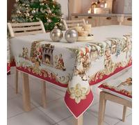 PETTI ARTIGIANI ITALIANI - Mantel Navidad, Manteles Antimanchas, Mantel Mesa Rectangular, Mantel Navideño 140x180 cm Vintage Xmas, 100% Made in Italy
