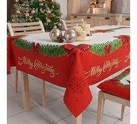 PETTI ARTIGIANI ITALIANI - Mantel Navidad, Manteles Antimanchas, Mantel Mesa Rectangular, Mantel Navideño 140x450 cm Lazo Rojo, 100% Made in Italy