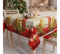 PETTI ARTIGIANI ITALIANI - Mantel navideño Antimanchas Cuadrado con diseño de Vela para Cocina, 4 plazas (140 x 140 cm), 100% Fabricado en Italia