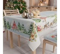 PETTI ARTIGIANI ITALIANI - Mantel navideño Antimanchas Cuadrado para Mesa de Cocina, diseño de Nieve, 4 plazas (140 x 140 cm), 100% Fabricado en Italia