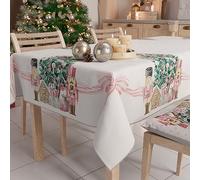 PETTI ARTIGIANI ITALIANI - Mantel navideño Antimanchas Cuadrado para Mesa de Cocina, diseño de Soldados Rosas, 4 plazas (140 x 140 cm), 100% Fabricado en Italia