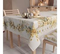 PETTI ARTIGIANI ITALIANI - Mantel Navideño Antimanchas Rectangular Diseño Dorado para Cocina, 12 Plazas (140x240 cm) 100%