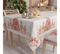 PETTI ARTIGIANI ITALIANI - Mantel Navideño Antimanchas Rectangular para Cocina con Diseño de Cascanueces Rosa, 140x300 cm, 100%