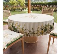 PETTI ARTIGIANI ITALIANI - Mantel Redondo Antimanchas de Microfibra (Diámetro Ø 180 cm), Manteles para Mesa Redonda, Diseño Botanical, 100%